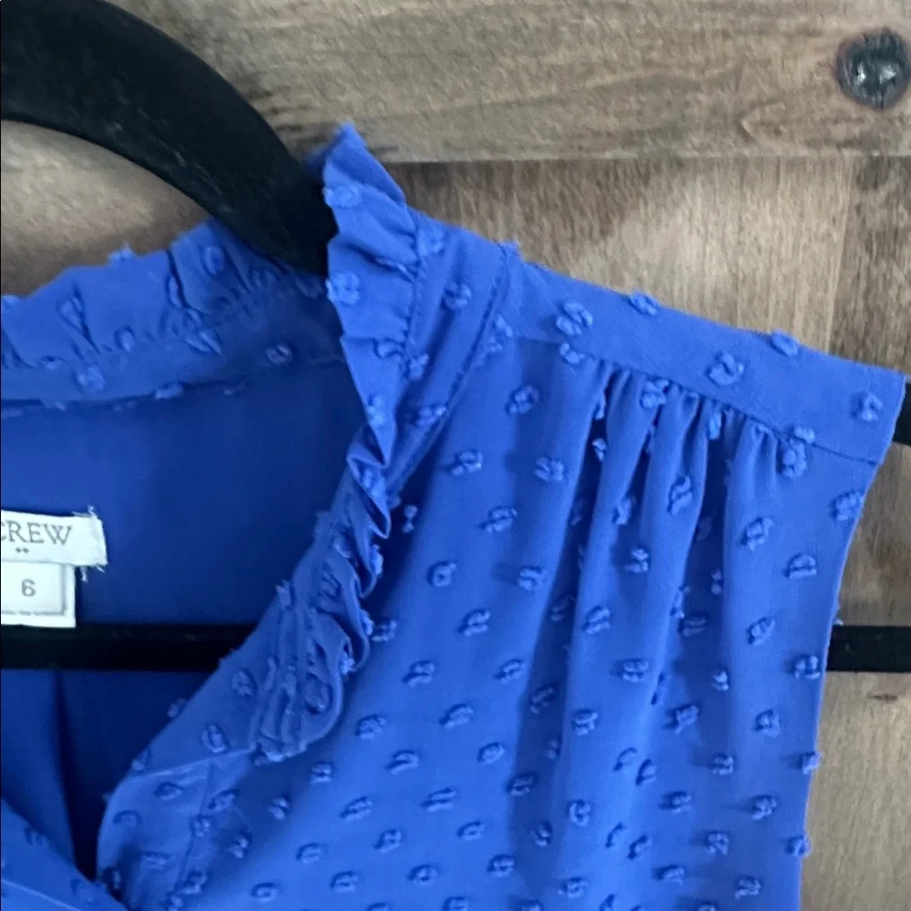 J. Crew Royal Blue Swiss Dot Sleeveless Blouse